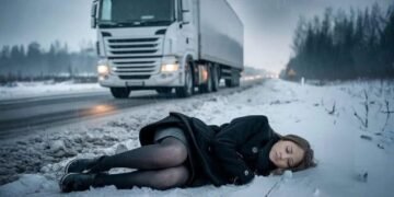 Водитель грузовика спасает красивую девушку на дороге!