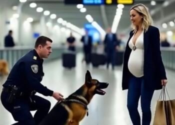 Пес неистово лает на испуганную беременную женщину в аэропорту… Даже полиция была ошеломлена, когда узнали всю правду!