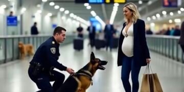 Пес неистово лает на испуганную беременную женщину в аэропорту… Даже полиция была ошеломлена, когда узнали всю правду!